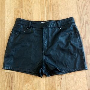 Leather High Waisted Studded Shorts